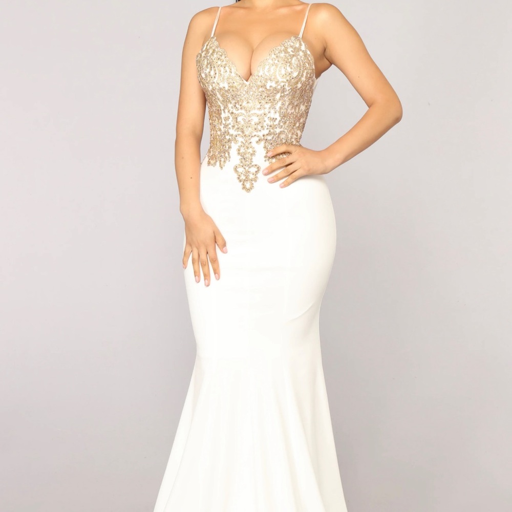 Cream maxi embellished dress